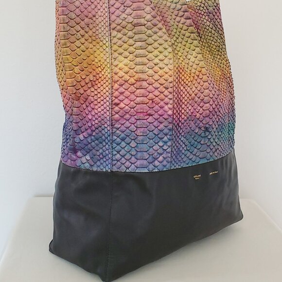 Celine cabas leather python snake skin tote XL phantom blue pink purple rainbow - Picture 4 of 15